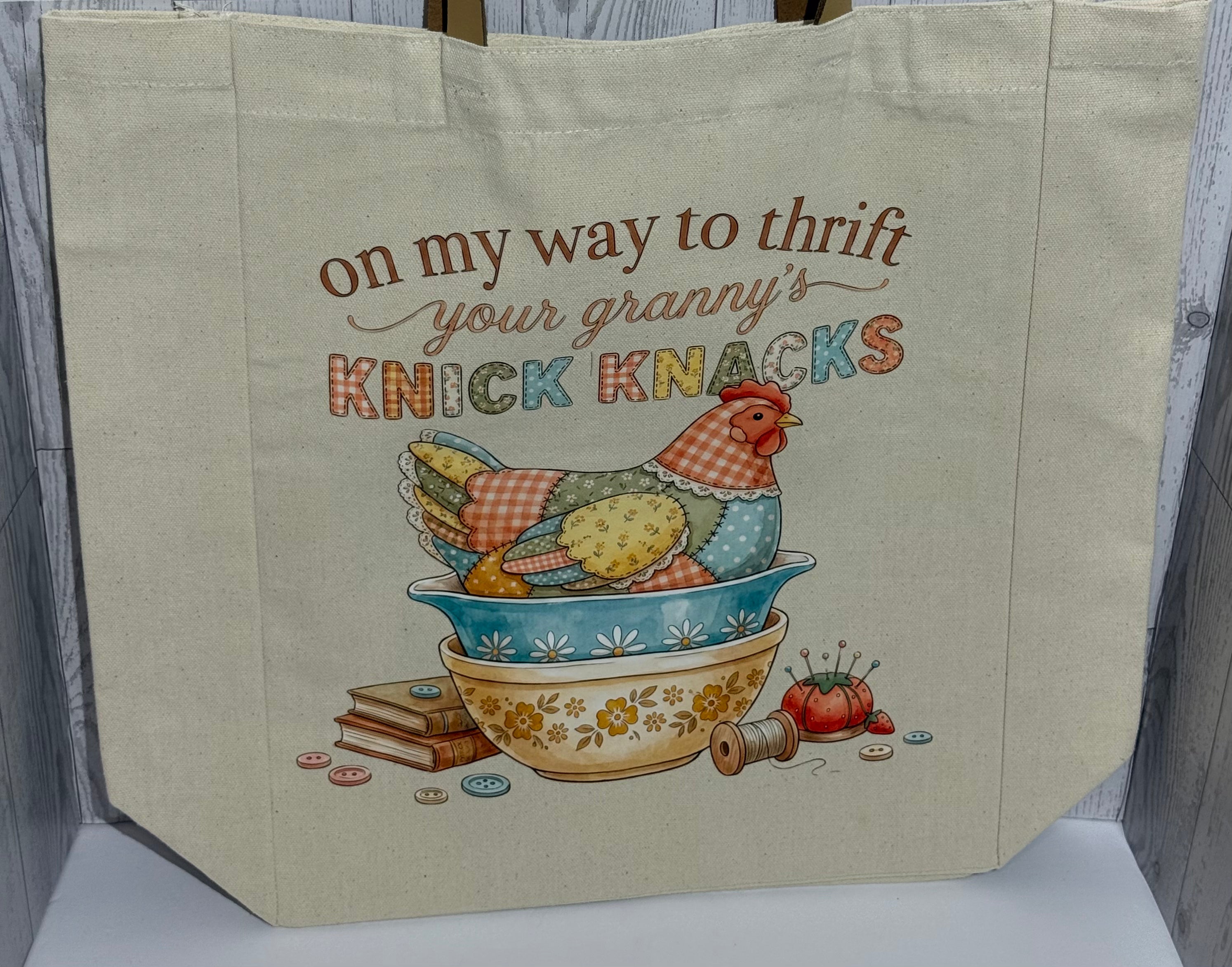 Canvas Tote with Leather Straps